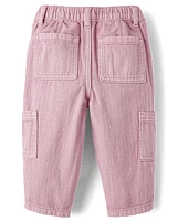Toddler Girls Garment Dyed Utility Barrel Jeans