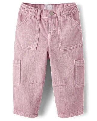 Toddler Girls Garment Dyed Utility Barrel Jeans