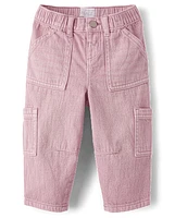 Toddler Girls Garment Dyed Utility Barrel Jeans
