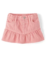 Toddler Girls Garment Dyed Denim Ruffle Skort