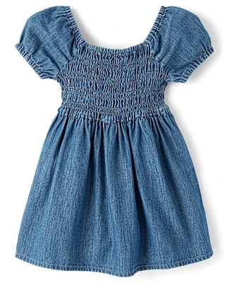 Baby And Toddler Girls Chambray Smocked Dress