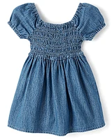 Robe à smocks en chambray pour bébé et petite fille
