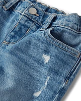 Toddler Girls Ripped Roll Cuff Straight Jeans