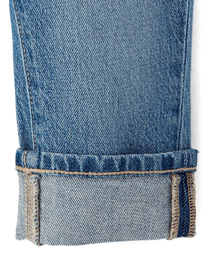 Toddler Girls Ripped Roll Cuff Straight Jeans
