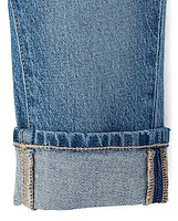 Toddler Girls Ripped Roll Cuff Straight Jeans
