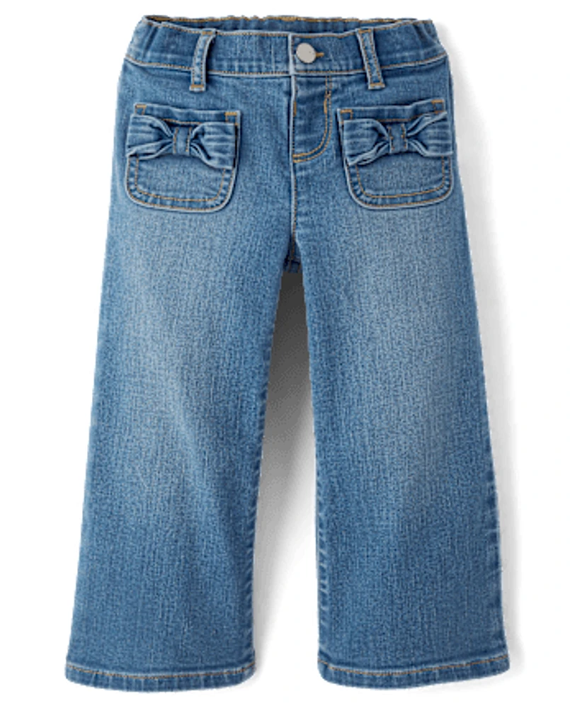 Toddler Girls Bow Wide Leg Jeans