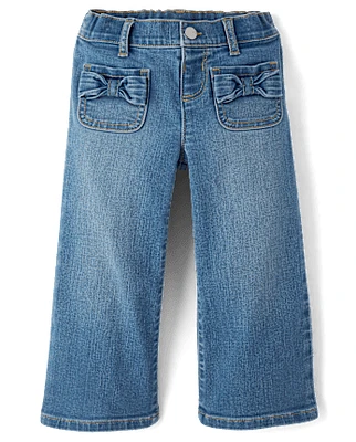 Toddler Girls Bow Wide Leg Jeans