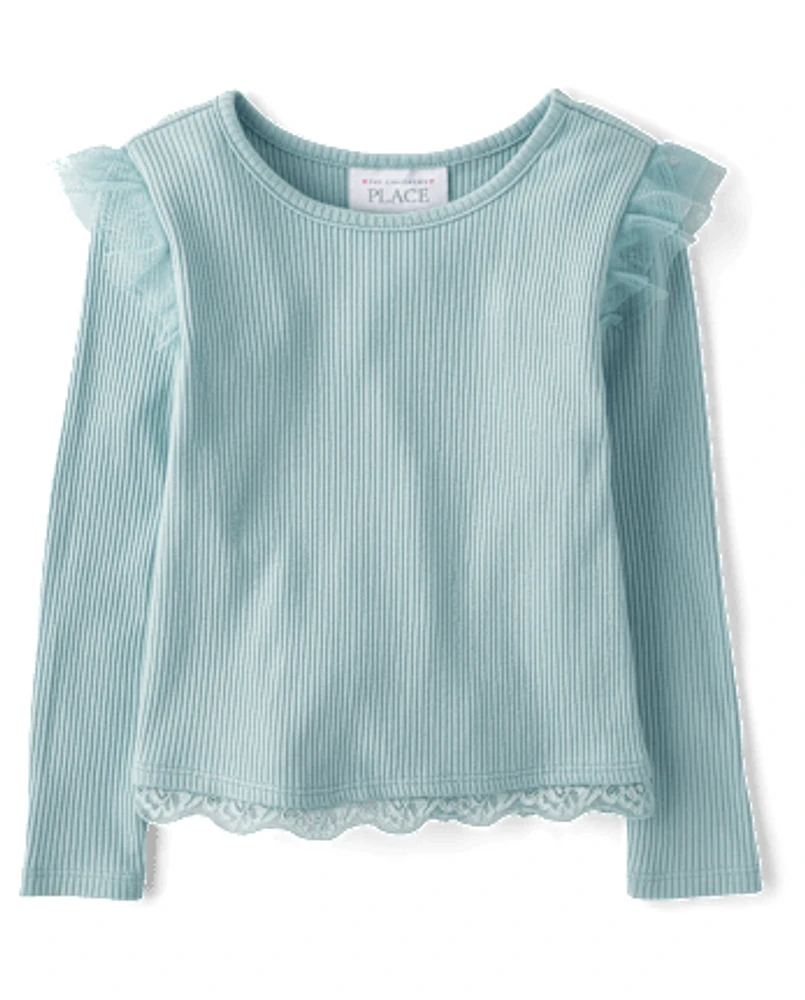 Baby And Toddler Girls Pointelle Flutter Top