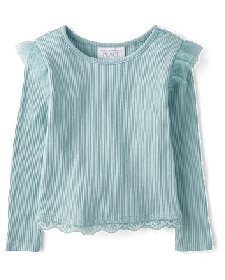 Baby And Toddler Girls Pointelle Flutter Top