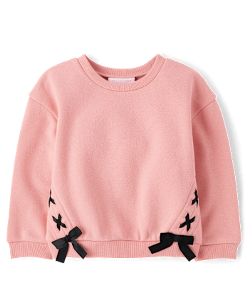 Toddler Girls Lace Up Premium Fleece Sweatshirt