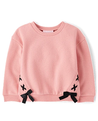 Toddler Girls Lace Up Premium Fleece Sweatshirt