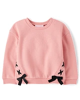 Toddler Girls Lace Up Premium Fleece Sweatshirt