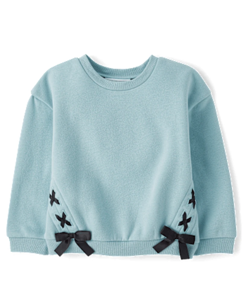 Toddler Girls Lace Up Premium Fleece Sweatshirt
