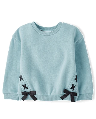 Toddler Girls Lace Up Premium Fleece Sweatshirt