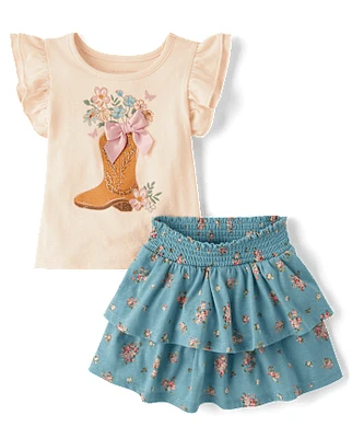 Toddler Girls Cowgirl Boot 2-Piece Outfit Set