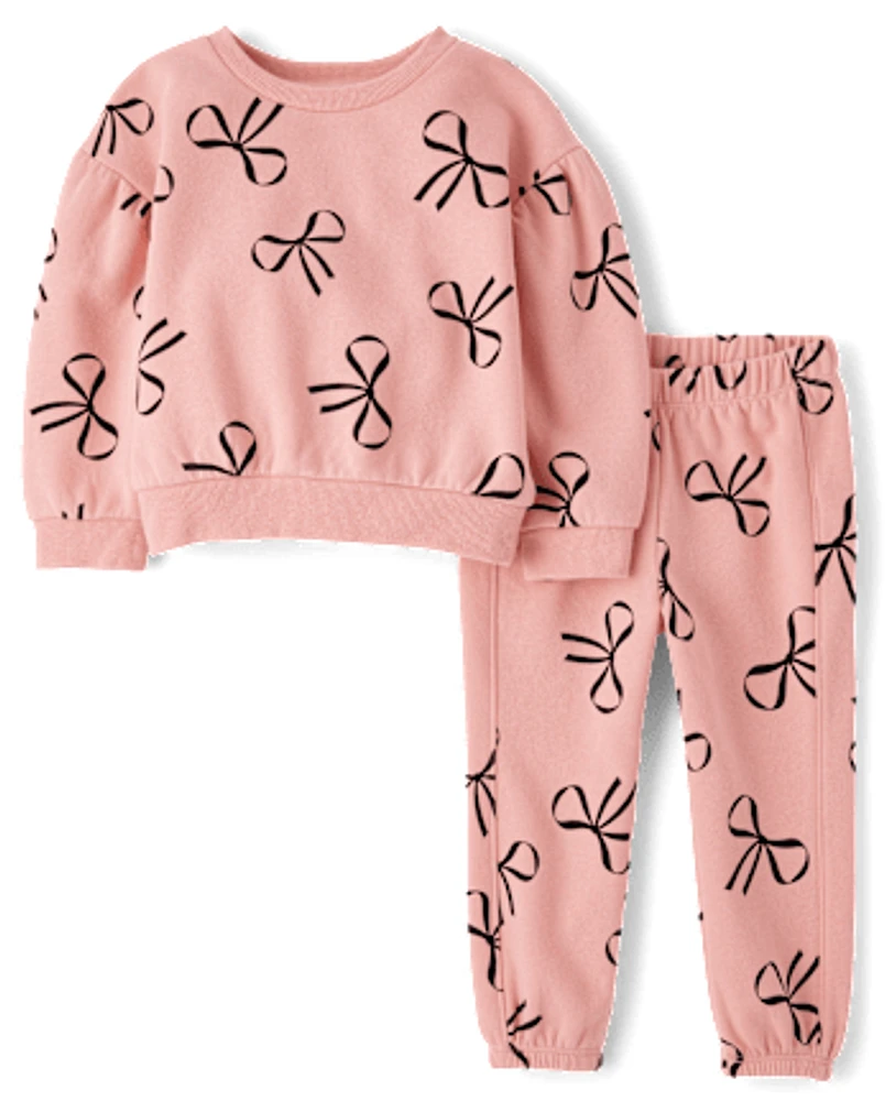 Toddler Girls Print Fleece 2-Piece Outfit Set