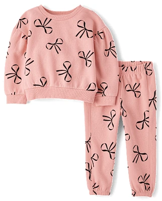 Toddler Girls Print Fleece 2-Piece Outfit Set