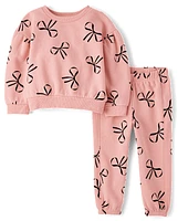 Toddler Girls Print Fleece 2-Piece Outfit Set