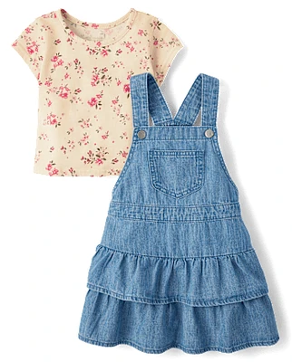 Toddler Girls Tiered Skirtall 2-Piece Outfit Set