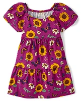 Girls Print Tiered Dress