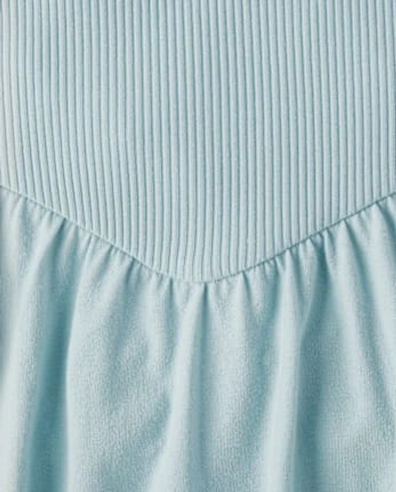 Girls Ribbed V-Waist Dress