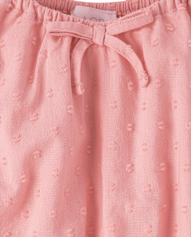 Girls Clip Dot Smocked Tiered Dress