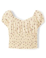 Girls Floral Smocked Top