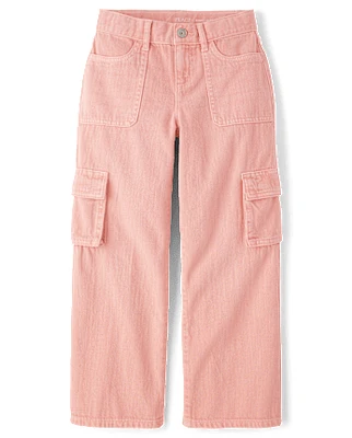 Girls Garment Dyed Baggy Cargo Jeans