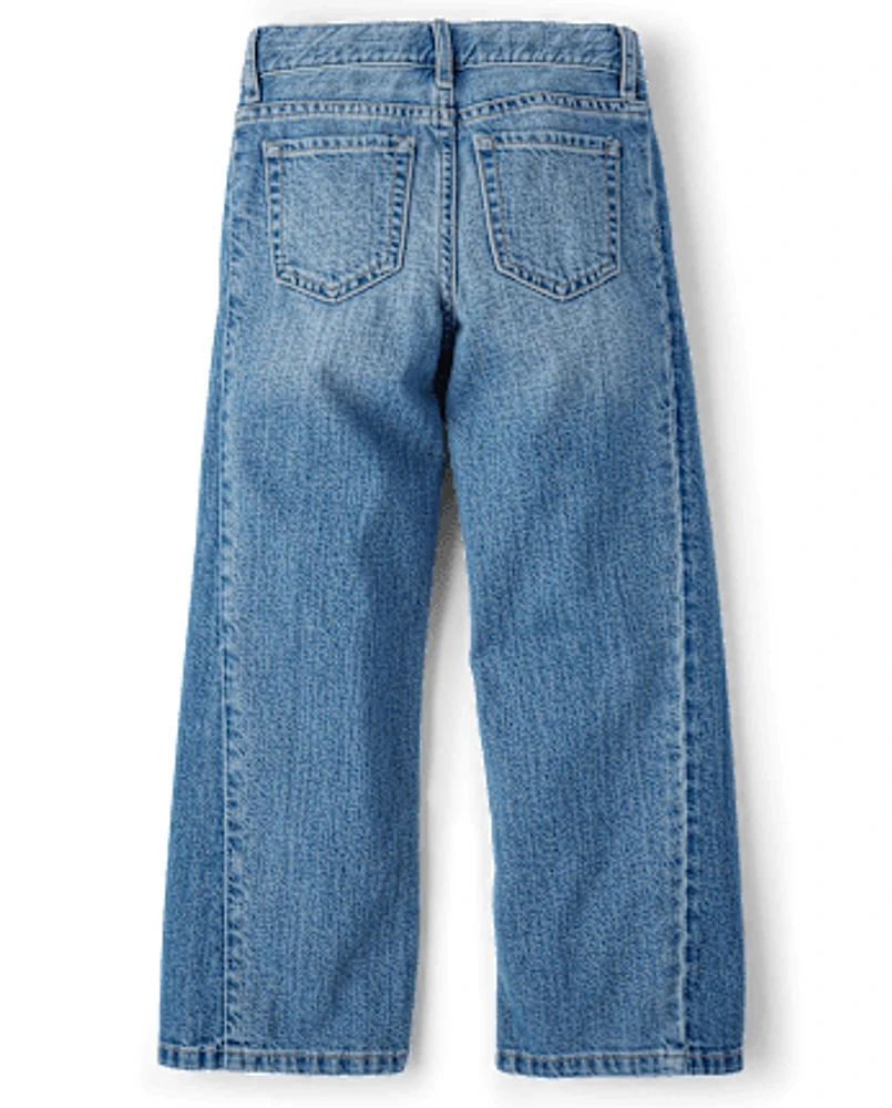 Jean large à empiècements contrastés pour filles