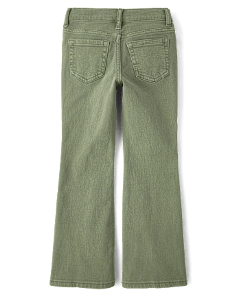 Girls Garment Dyed High Rise Flare Jeans