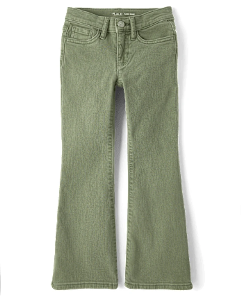 Girls Garment Dyed High Rise Flare Jeans