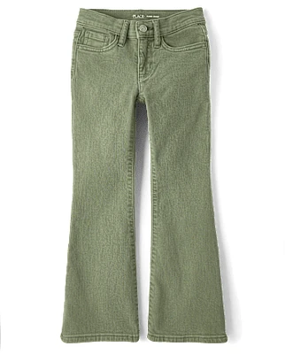 Girls Garment Dyed High Rise Flare Jeans
