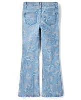Girls Rainbow High Rise Flare Jeans