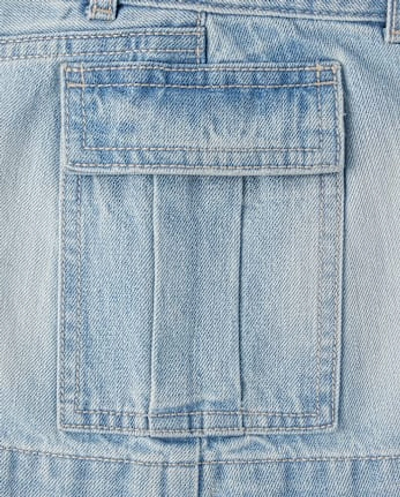 Girls Denim Cargo Skirt