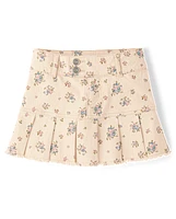 Girls Floral Pleated Skort