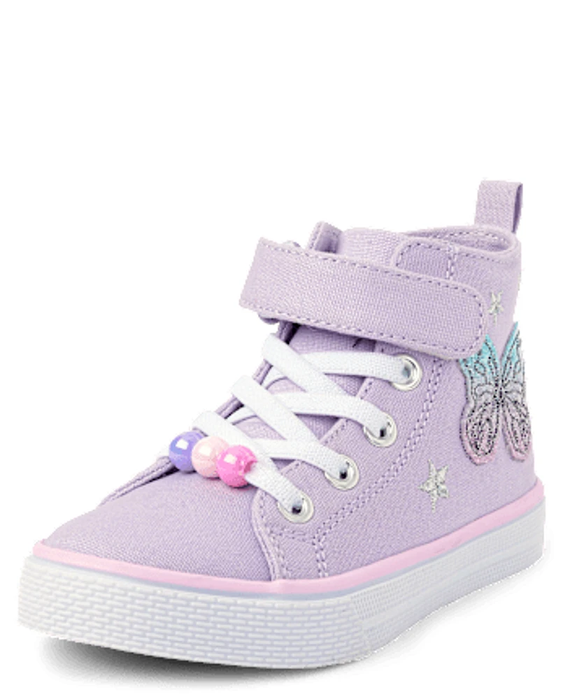Toddler Girls Holographic Butterfly High Top Sneakers