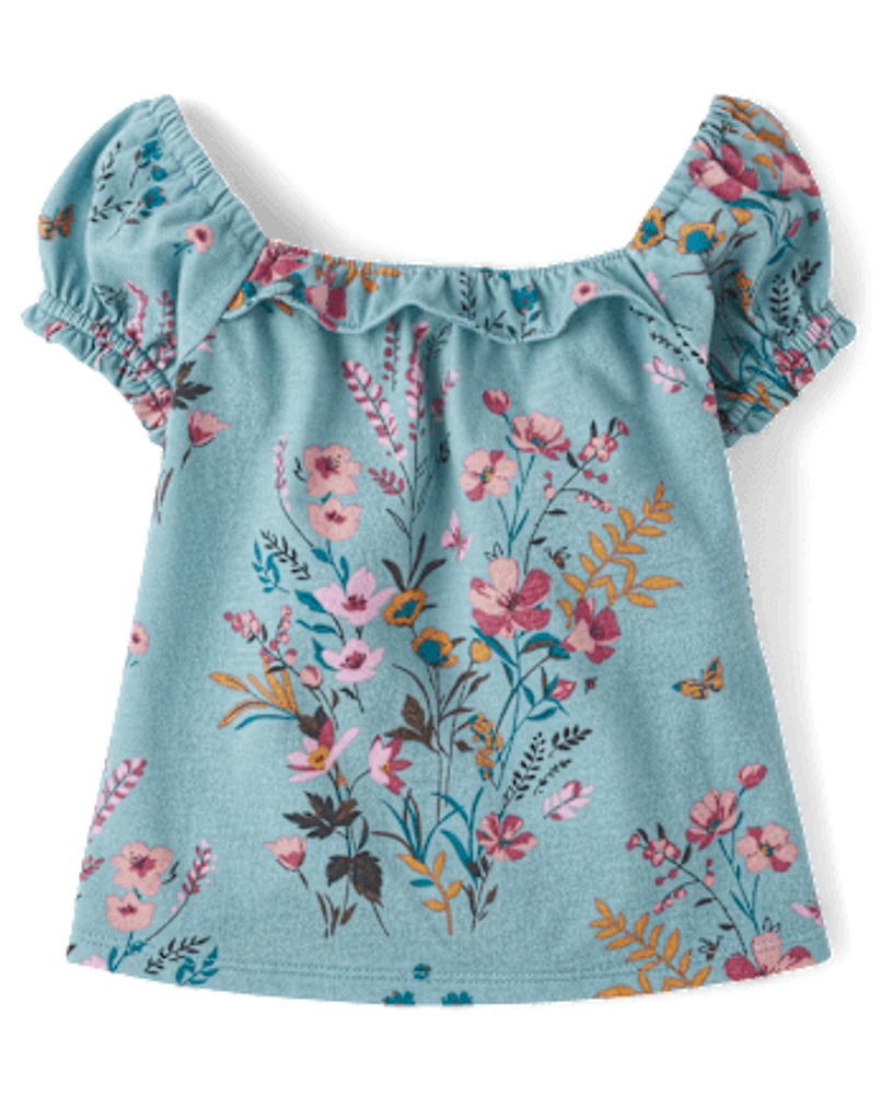 Baby And Toddler Girls Floral Puff Sleeve Top