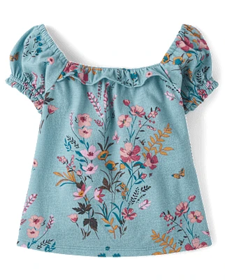Baby And Toddler Girls Floral Puff Sleeve Top