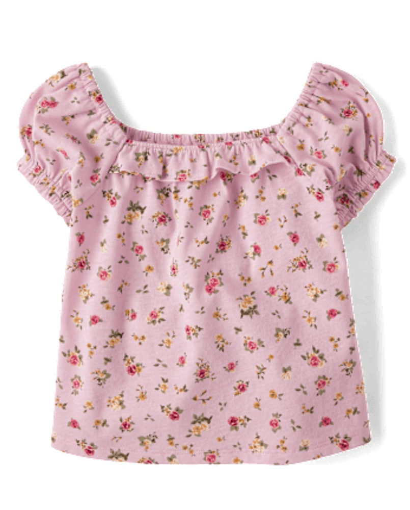 Baby And Toddler Girls Floral Puff Sleeve Top