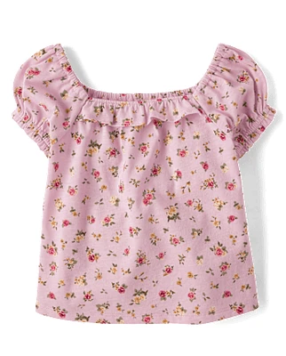 Baby And Toddler Girls Floral Puff Sleeve Top