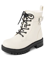Girls Heart Charm Combat Boots
