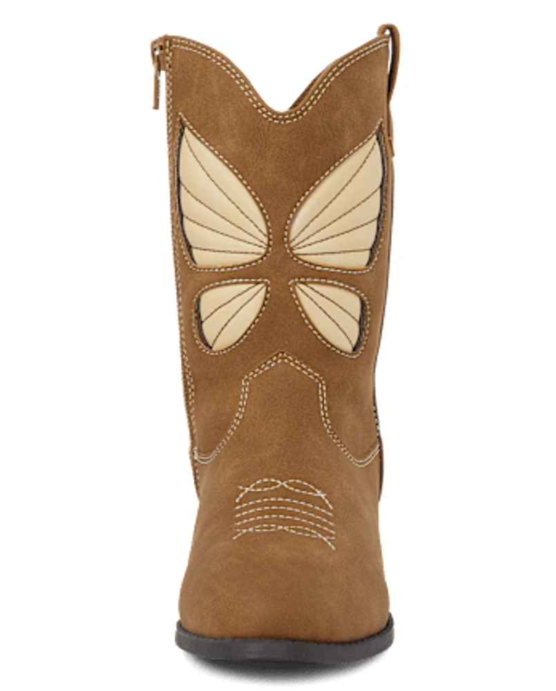 Girls Butterfly Cowgirl Boots