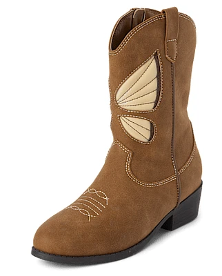 Girls Butterfly Cowgirl Boots