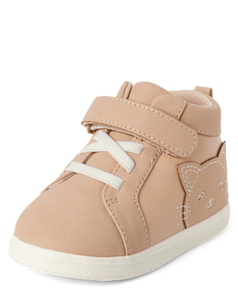 Baby And Toddler Girls First Steps Cat Sneakers