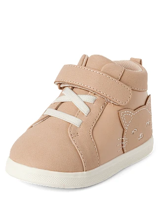 Baby And Toddler Girls First Steps Cat Sneakers