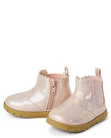 Baby And Toddler Girls First Steps Scalloped Chelsea Boots