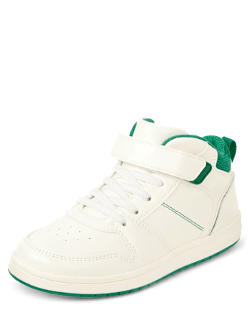 Boys Contrast Cuff Mid Top Sneakers