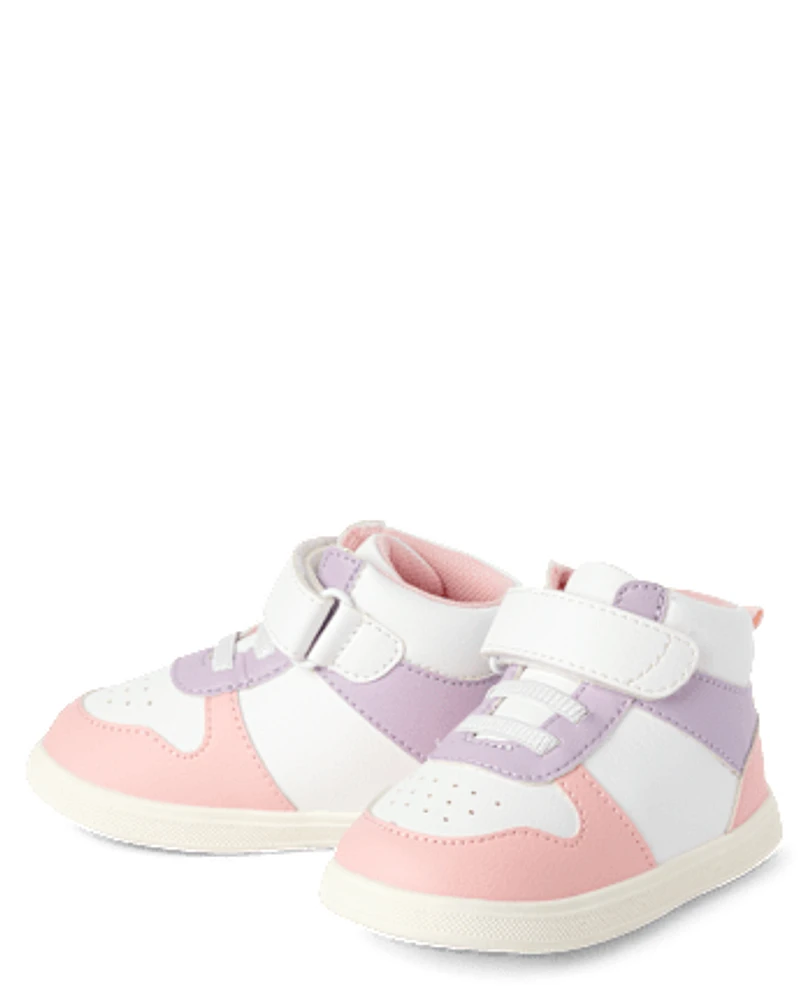 Baby And Toddler Girls First Steps Colorblock High Top Sneakers