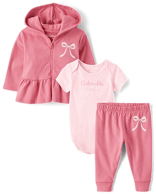 Baby Girls Bow 3-Piece Outfit Set
