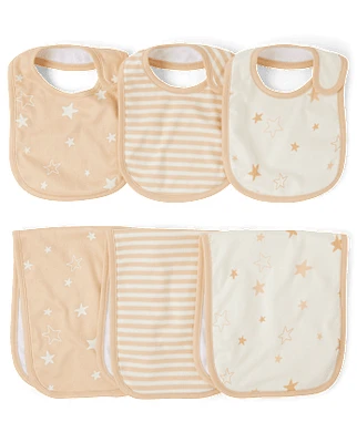 Baby Star Bib And Burp Cloth 6-Piece Set